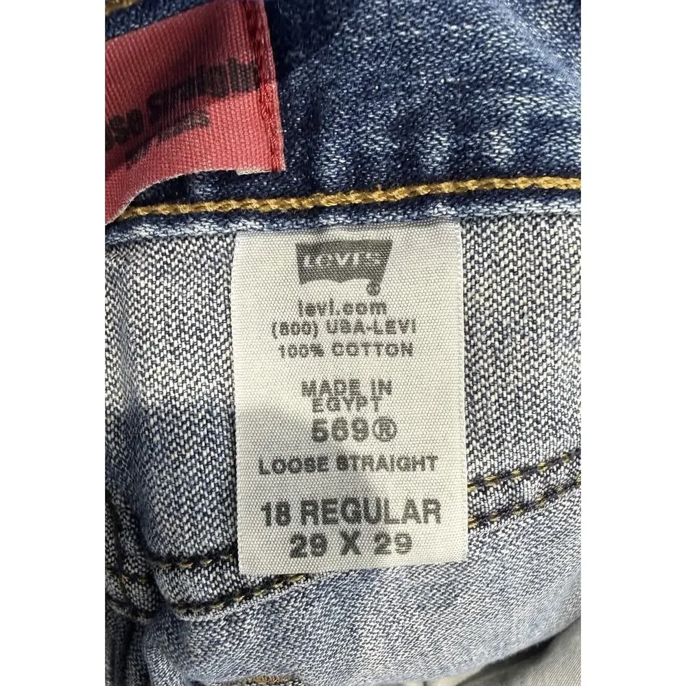 Levi Strauss 569 Blue Jeans Loose Straight Sz 29x27 Red Tag Label LOOSE STRAIGHT